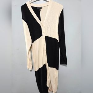 Black and white checker box plus size sweater dress.